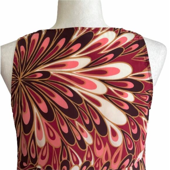 NY&C Blouse Top Retro Print Sleeveless V-Neck Tiered Layered Summer Small NEW - Picture 5 of 11